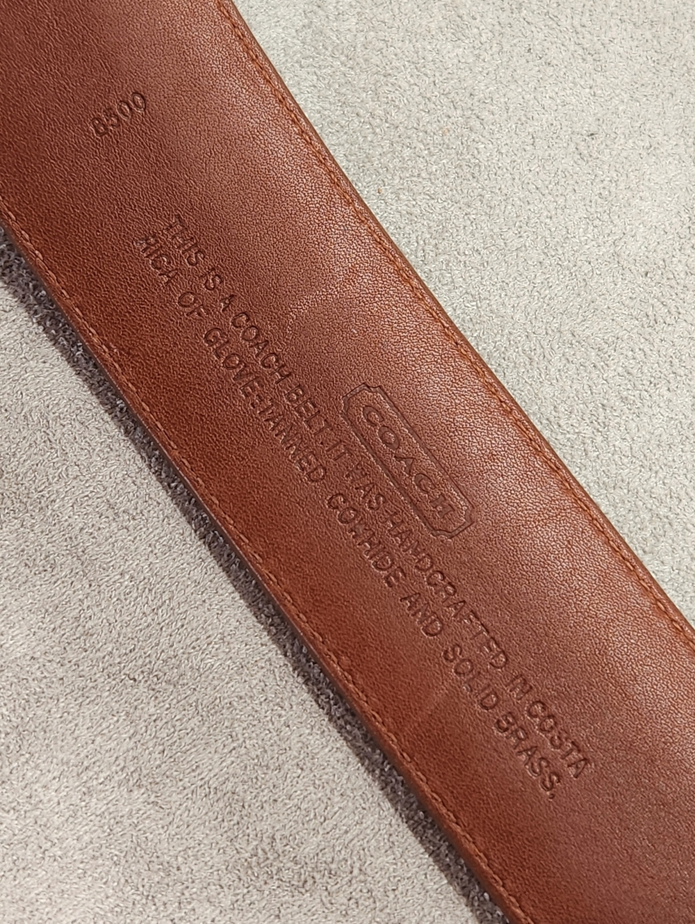 Coach Belt M Brown Cowhide Leather 8500 Solid Brass Golden Tone Buckle Preppy - Picture 9 of 10